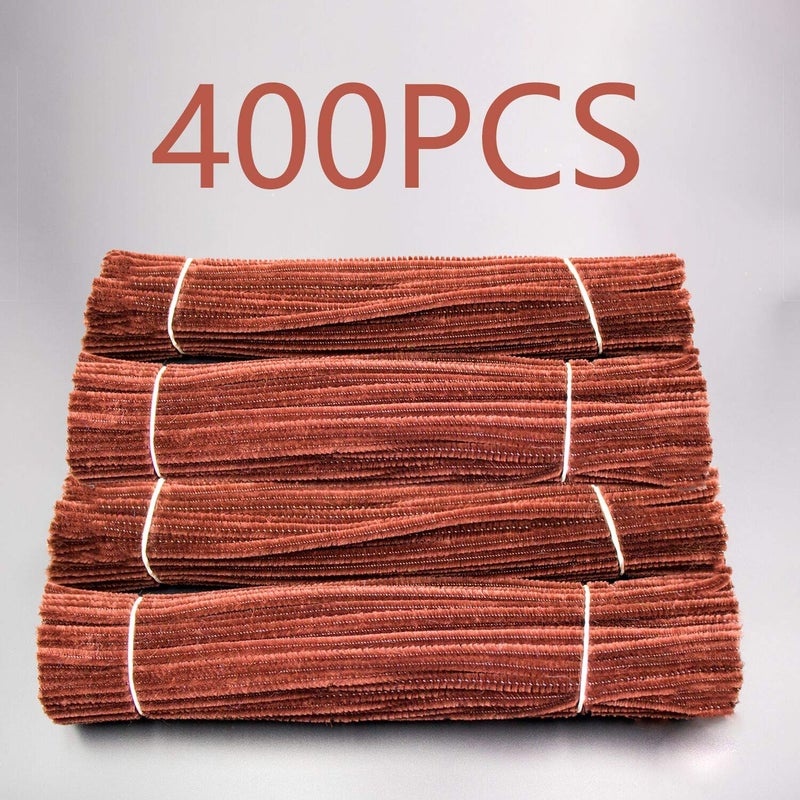 Waycreat 400 Pieces Pipe Cleaners Brown Chenille Stem for DIY Art Craft Decorations (6mm x 12 Inch) - Image 2